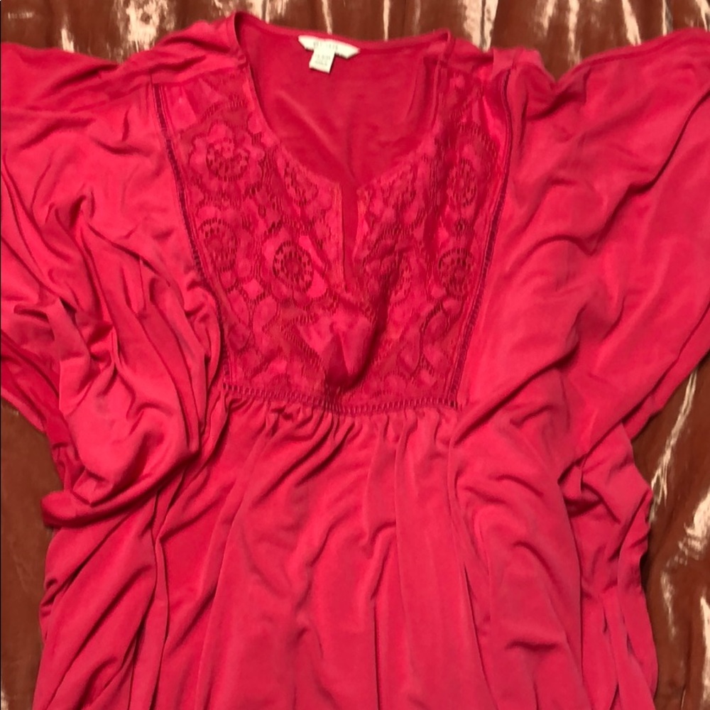 Pink flutter sleeve blouse
